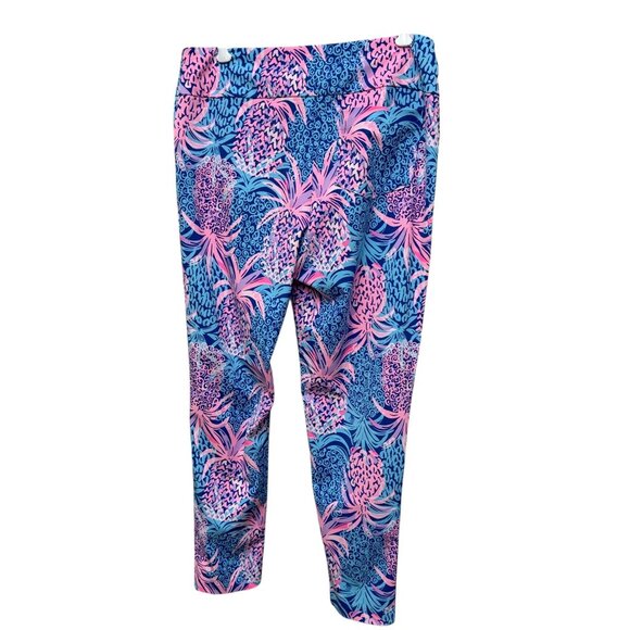 LILLY PULITZER  Luxletic Leggings Sz 10 Stretch Pink Blue Preppy Pineapple NWOT - Picture 4 of 10